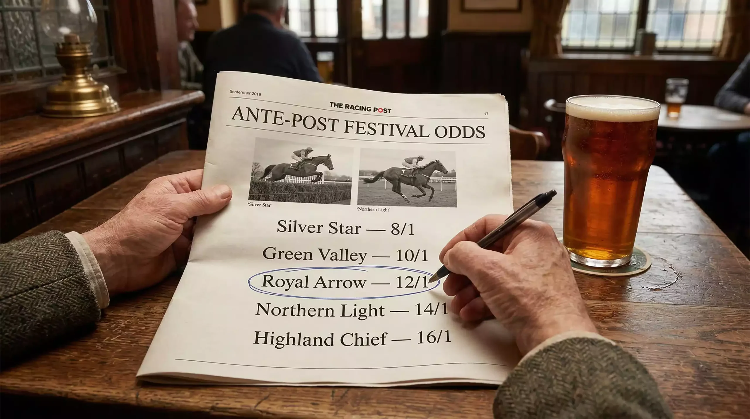 Punter studying a horse racing ante-post market weeks before a big festival