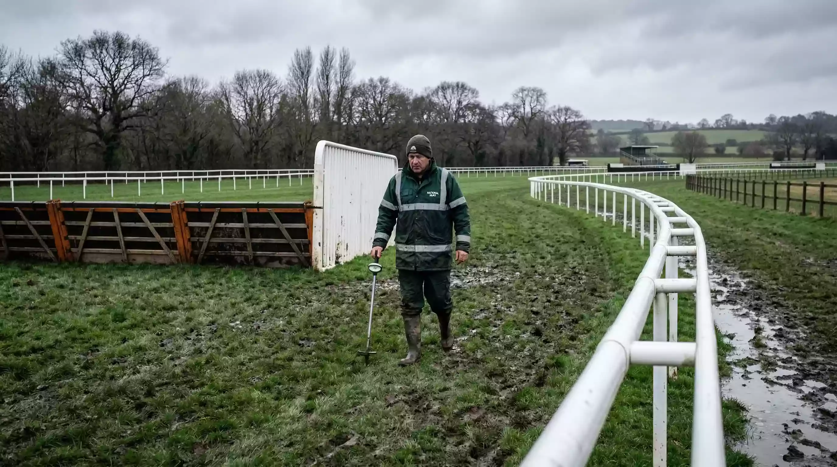 Soft ground conditions at a UK racecourse causing horse racing non-runner withdrawals
